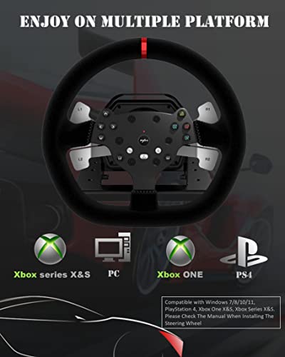 PXN V10 Volante con Pedales y Palanca de Cambios - Force Feedback, 270&900°, Ajuste Muelle Tres Pedales, Shifter H, Tool App, Driving Force Volante para PC, PS4 y Xbox