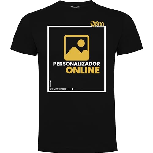 QCM · Camiseta Personalizable · Hombre · Manga Corta · 100% Algodón · Impresión Directa (DTG) sobre el Tejido! (L, Negro)