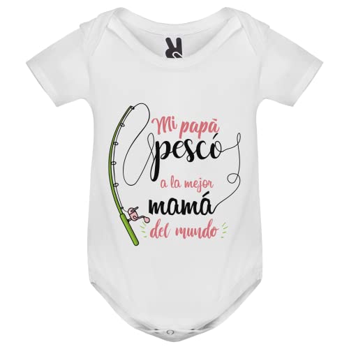 QCM PRODUTOS PERSONALIZADOS Body bebé | Especial regalo para Mamá | Regalo original para el día de la madre (Mi papá pescó)