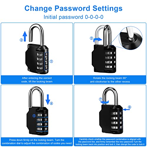 QEIHITYO Candado Combinacion Candado de Combinaciónde 4 dígitos, Candado Taquilla Gimnasio Numérico de Aleación de zinc Adecuado para Armarios, Garajes, Puertas, Escuelas (Negro)
