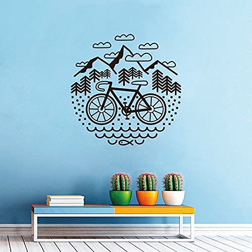 QIANGTOU Calcomanía de Pared de Bicicleta y montañas, Pegatina de Pared para Ciclismo al Aire Libre, decoración de Pared, Bicicleta de Grava, Vinilo, decoración de Pared 73x73cm