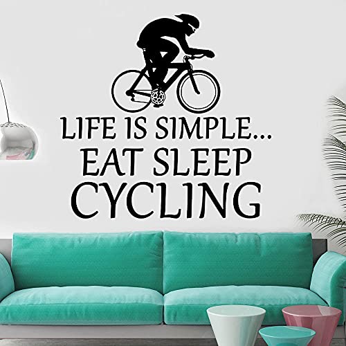 QIANGTOU Citas motivacionales Pegatinas de Pared La Vida es un Simple Ciclismo calcomanías de Vinilo para Pared Accesorios de decoración del hogar para Sala de Estar 75x75cm