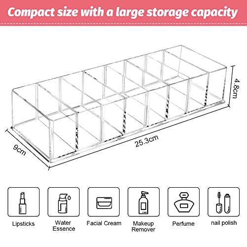 QINERSAW 2 Piezas Organizador de Maquillaje Desmontable 8 Compartimentos Cosméticos Organizador de cajones para Almacenamiento de Joyas aparador vanidad Transparent