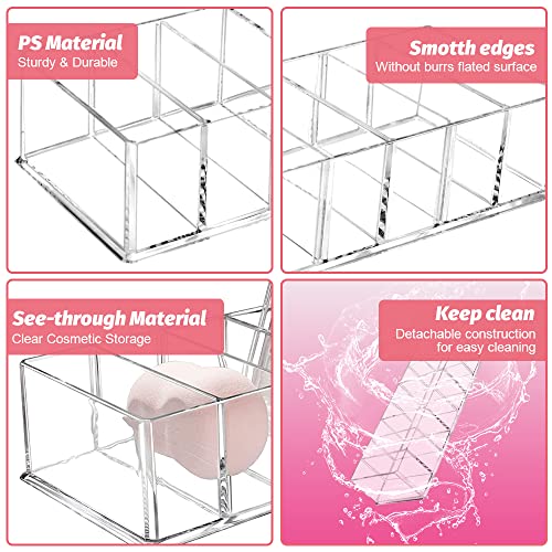 QINERSAW 2 Piezas Organizador de Maquillaje Desmontable 8 Compartimentos Cosméticos Organizador de cajones para Almacenamiento de Joyas aparador vanidad Transparent