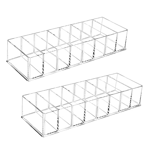 QINERSAW 2 Piezas Organizador de Maquillaje Desmontable 8 Compartimentos Cosméticos Organizador de cajones para Almacenamiento de Joyas aparador vanidad Transparent