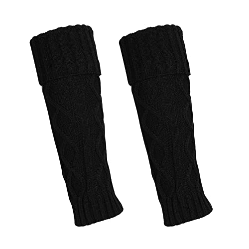 QKURT 2 Pares de Calentadores de Piernas para Mujeres y Niñas, Calentadores de Piernas de Tobillo de Punto de Cable para Invierno, Calcetines Altos sin pies Hasta la rodilla, Calcetines para Botas