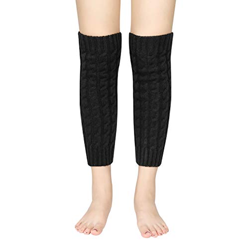 QKURT 2PCS Calentadores de Piernas, Invierno Punto Crochet Rodilla Alta Piernas más altas