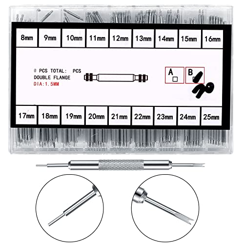 QOOSIKICC 360 Piezas Barras de Resorte de Correa de Reloj, Pasadores de Correa de Reloj, 8-25 mm Pines de Correa de Reloj, Herramienta de Barra de Resorte