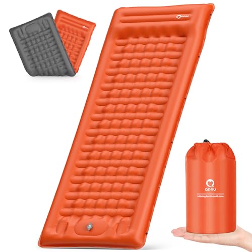 QPAU Esterilla aislante para camping, 12 cm de grosor, almohadilla inflable autoinflable con bomba incorporada, colchón de aire ligero y compacto para senderismo, mochila, tienda de campaña, viajes,