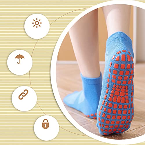 QSLKI 6 pares Calcetines Antideslizantes de Agarre, Antideslizantes para Deportes, Yoga, Pilates, Danza, Gimnasia, Trampolín, Accesorios de Yoga, Tobillo Completo Anticaídas Calcetines Adherentes