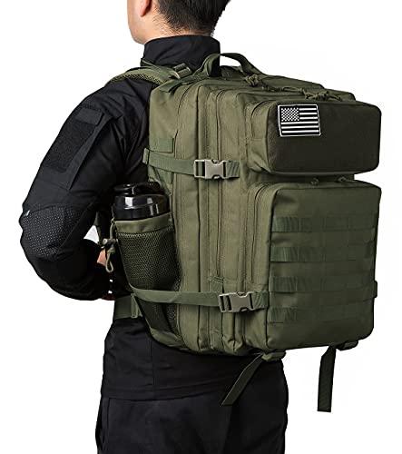 QT&QY Mochilas Militares Tácticas Para Hombres Mochila Molle 45L Lage 3 días GYM Bolsa para Fitness Mochila de senderismo con portabotellas