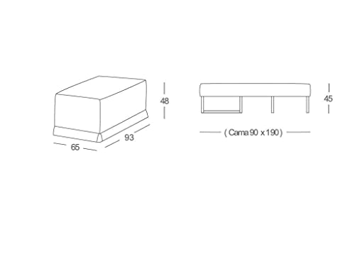 Quality Mobles - Cama Plegable Individual de 90x190 cm Funda Color Gris