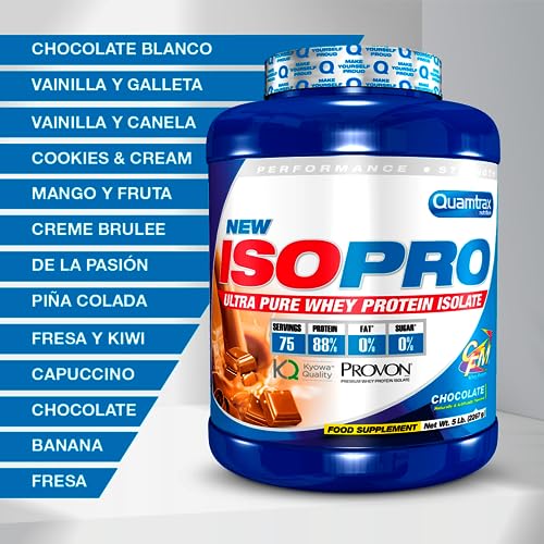 Quamtrax Nutrition - Isopro CFM Proteína Whey - Suero de leche + Aislado en Polvo - De Banana, 907 gr