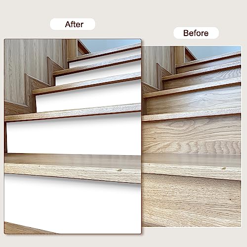 QUARKZMAN Autoadhesivas Escaleras Pegatinas, 14uds Pelar y Pegar Vinilo Escaleras Pegatinas Calcomanías para Escalera Escalones Casa Baño Piso Decoración, Blanco