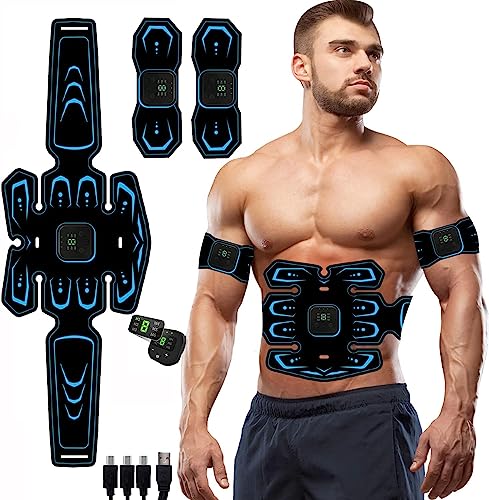 Queath Electroestimulador Muscular, Muscular Abdominales, EMS Abdominales Cinturón, Masajeador Eléctrico,Masajeador Eléctrico, Muscular Masajeador Eléctrico Cinturón Abdomen/Brazo/Piernas/Glúteos