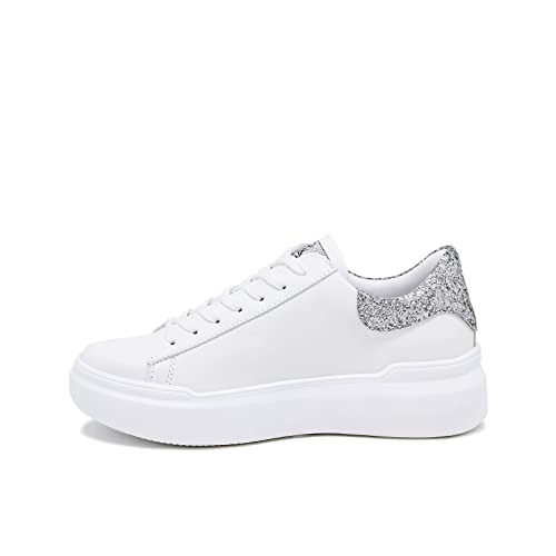 QUEEN HELENA Zapatillas Deportivas Sneaker de Gimnasio Mujer X26-6 Plata, Numeric_37