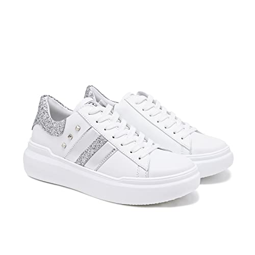 QUEEN HELENA Zapatillas Deportivas Sneaker de Gimnasio Mujer X26-6 Plata, Numeric_37