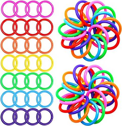 QUMENEY 100 anillos de hojas sueltas de plástico multicolor, anillos flexibles para cuaderno, herramientas de bricolaje para llaveros, álbumes de recortes, fichas y pila de documentos