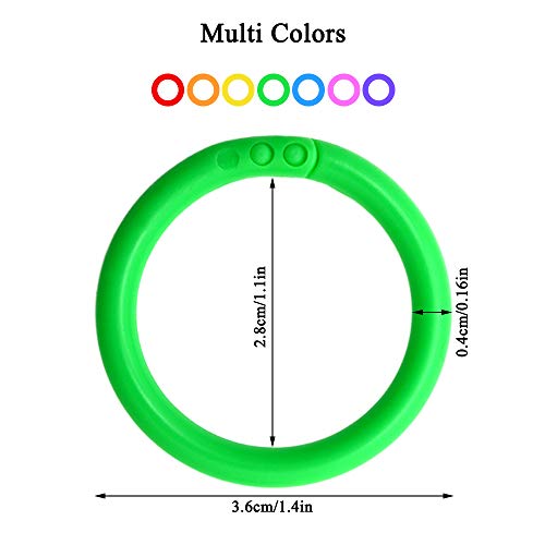 QUMENEY 100 anillos de hojas sueltas de plástico multicolor, anillos flexibles para cuaderno, herramientas de bricolaje para llaveros, álbumes de recortes, fichas y pila de documentos