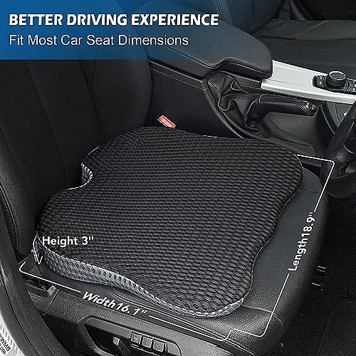 Qutool QUTOOL Cojín de asiento de coche, cojín ergonómico para asiento de coche, cojín de cuña para coche, cojín de cuña para coche, asiento de coche de espuma viscoelástica (negro)