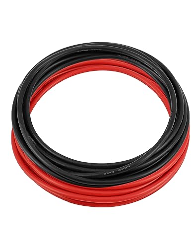 QWORK 12 AWG 3,3 mm² Cable de Silicona - 3 m Negro y 3 m Rojo - Cable Electrico 680 Hilos Alambre de Cobre Estañado para RC Coche, Avión no Tripulado, Batería de Avión, etc