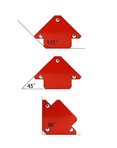 QWQRK Juego de 6 Escuadra Magnetica para Soldar, Posicionador de Soldadura Magnética 30°/45°/60°/75°/90°/105°/120°/135°, Fuerza de Sujeción 6,8kg/15lbs~11,3kg/25lbs