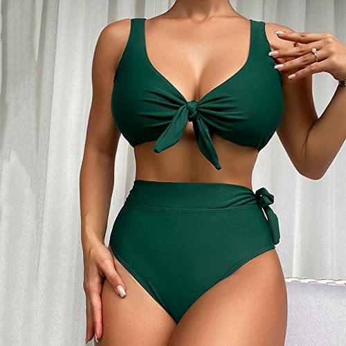 QWUVEDS Camisa de hombre de manga corta para mujer, ropa interior deportiva Love Beach bañador bikini traje de baño de dos piezas traje de baño camiseta funcional sin brazos, verde, XL