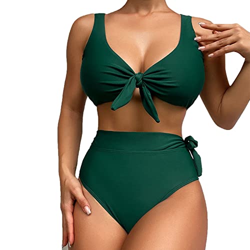 QWUVEDS Camisa de hombre de manga corta para mujer, ropa interior deportiva Love Beach bañador bikini traje de baño de dos piezas traje de baño camiseta funcional sin brazos, verde, XL