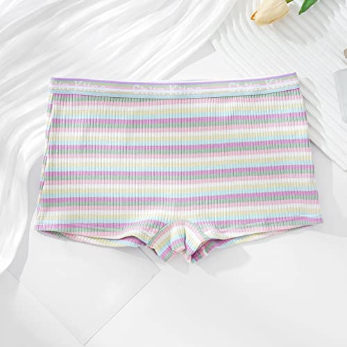 QWUVEDS Casual transpirable cómodo arco iris bragas para mujer de cintura alta arco iris estampado bragas de mujer abdomen ropa interior tanga, Blanco, M