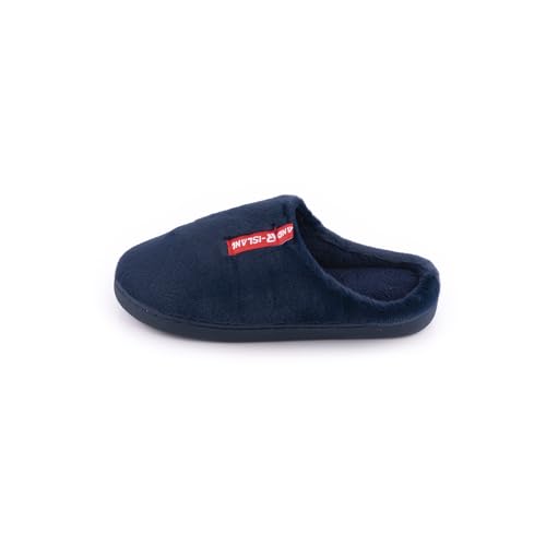 R-ISLAND Pantuflas mujer invierno,Zapatillas de estar por casa mujer,Adulto,La suela PVC, Antideslizante,Cómodo,Ligero,Genial para casa,salon,dormitorio (Azul marino, 38)