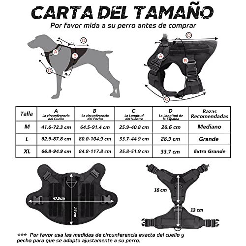 rabbitgoo Arnes Táctico Perro Grande Arnes Antitirones Militar Malla Transpirable Chaleco para Adiestramiento con 2 Anillos Ajustables con Técnica Molle para Adiestrar, Caminar, Cazar Negro XL