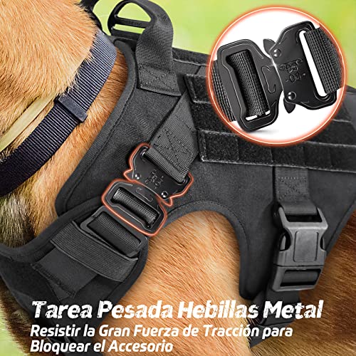 rabbitgoo Arnes Táctico Perro Grande Arnes Antitirones Militar Malla Transpirable Chaleco para Adiestramiento con 2 Anillos Ajustables con Técnica Molle para Adiestrar, Caminar, Cazar Negro XL