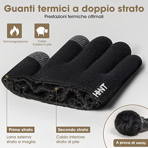 Rahhint Guantes Invierno Hombre Mujer Guantes Termicos Lana la Conducción Diaria Guantes Tactiles Hombre Antideslizantes Smartphone