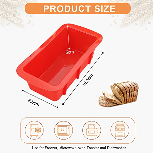 Rairsky Juego de 2 M Talla Molde Silicona Rectangular para Bizcocho,Moldes Para Reposteria de Silicona Alimentaria,Molde Silicona Horno para Pan,Molde de Tarta Antiadherente de Calidad 16,5x8,5x5cm