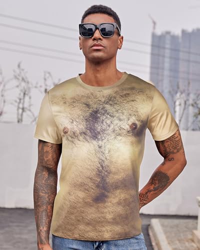 RAISEVERN Camiseta Personalizadas Musculos Abdominales Falsos Hombre Camisetas Divertidas 3D Estampada Horteras Fiesta Regalo, XL