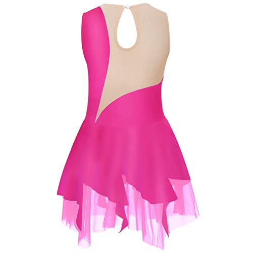 ranrann Maillot de Patinaje Artístico con Volantes para Niña Elástico Body de Danza Clásica Brillante Leotardo de Ballet Gimnasia Rítmica Traje Bailarina Rosa G 9-10 años