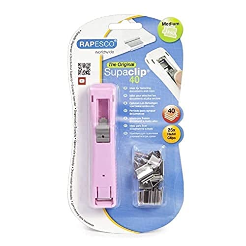 Rapesco 1365 Supaclip 40 Dispensador Rosa y 25 Clips de Acero inoxidable