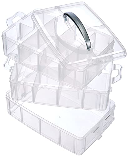 Rayher Caja clasificadora con asa, Surtido, 3 compartimentos, 23,1x15,6x18,5cm