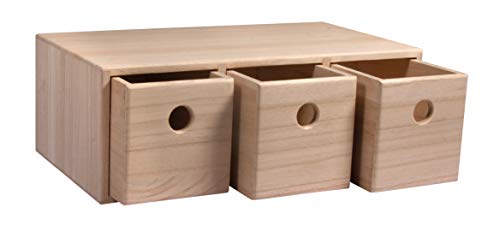 Rayher Cajonera de madera pequeña, con 3 cajones, 32x18x11,5 cm, personalizable, 62909505