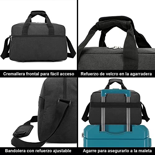 RAYKONG Bolsa de Cabina Ryanair 40x20x25 cm Equipaje de Viaje Mano Avion Bolso de Cabina Correa Regulable con Refuerzo para el Hombro.(Cab-1-Negro)