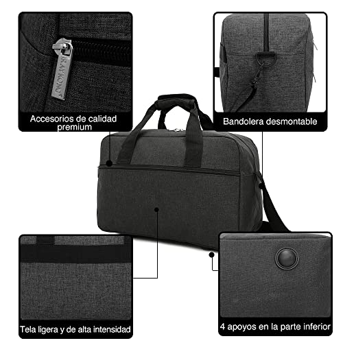 RAYKONG Bolsa de Cabina Ryanair 40x20x25 cm Equipaje de Viaje Mano Avion Bolso de Cabina Correa Regulable con Refuerzo para el Hombro.(Cab-1-Negro)