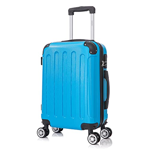 RAYKONG Maleta Cabina ABS 55x40x20cm (40L) - Trolley pequeña Equipaje de Mano - 4 Ruedas Dobles Giratorias 360ª - Turquesa