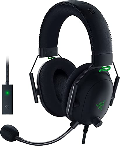 Razer BlackShark V2 - Auriculares Gaming con tarjeta de sonido USB,(cable de mando de 50 mm, reducción de ruido, para PC, Mac, PS4, Xbox One y Switch) Negro