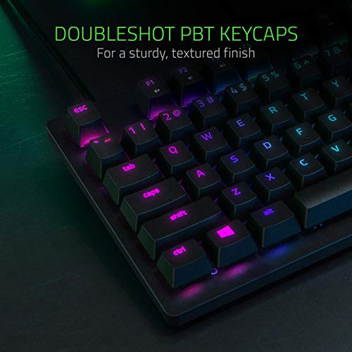 Razer Huntsman Tournament Edition (Interruptor Rojo) - Teclado para Juegos sin Llave (Teclas Ópticas-Mecánicas Lineales, Teclas PBT de Doble Disparo) Intl. Diseño US (ISO), Negro