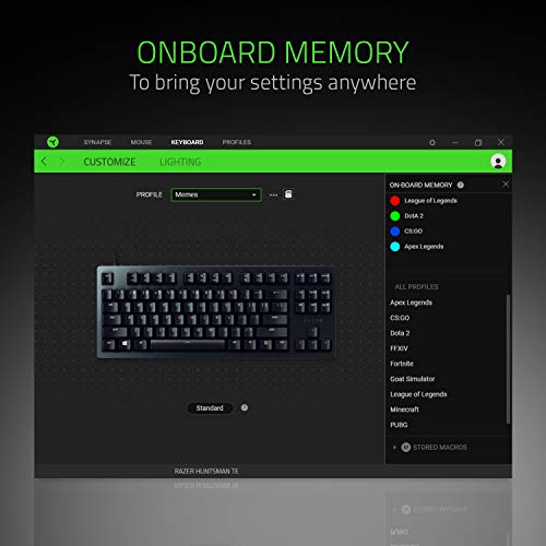 Razer Huntsman Tournament Edition (Interruptor Rojo) - Teclado para Juegos sin Llave (Teclas Ópticas-Mecánicas Lineales, Teclas PBT de Doble Disparo) Intl. Diseño US (ISO), Negro