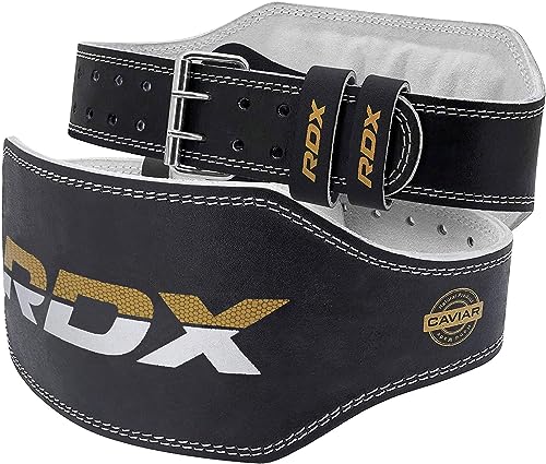 RDX 6” Gimnasio Cinturón Levantamiento de Pesas, Cuero Soporte Lumbar Acolchado, 10 Agujeros Ajustable, Musculación Entrenamiento Peso Belt para Halterofilia Powerlifting Fitness Gym Ejercicio Workout