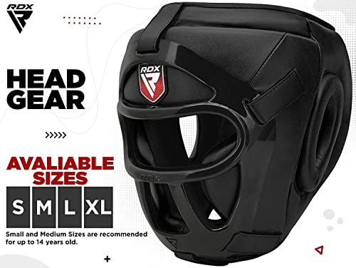 RDX Cascos Boxeo MMA Kick Boxing Entrenamiento, Maya Hide Cuero Headgear con Rejilla Facial Extraíble, Profesional Casco Protector para Muay Thai Sparring Grappling Taekwondo Karate, Hombre Mujere