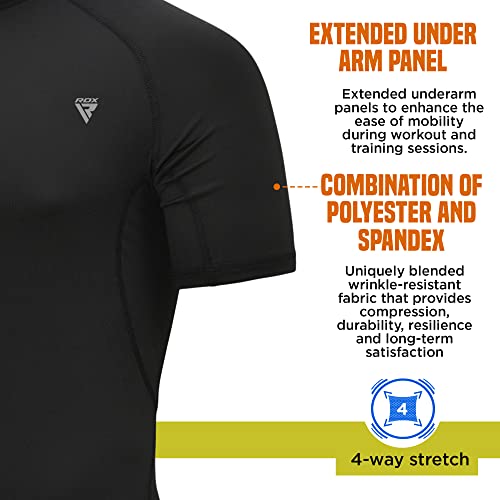 RDX Erupción Guardia MMA Compresion Vest, Camiseta sin Mangas de Media Manga Larga Sport Combat Camiseta sin Mangas para Surf Entrenamiento Sparring Correr Ciclismo, Termicas de Artes Marciales