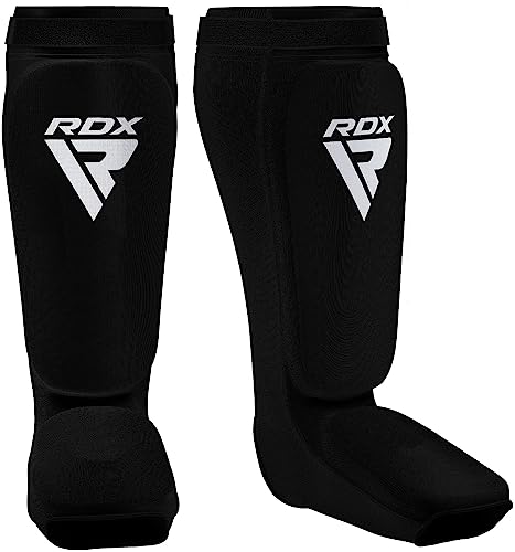 RDX Espinilleras Kick Boxing Muay Thai, Aprobado por SATRA, Espinilla Empeine Protección Pads, MMA Shin Pierna Guardia para Sparring Boxeo BJJ Kárate Entrenamiento, Hombre Mujere (Blanco Negro, XL)