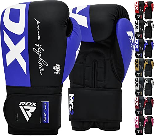 RDX Guantes de Boxeo Maya Hide Cuero Entrenamiento Guantes de Muay Thai, Sparring, Kickboxing, Artes Marciales, Saco Manoplas de Boxeo, MMA, Gimnasia Entrenamientos Hombres Mujeres 8 10 12 14 16 OZ